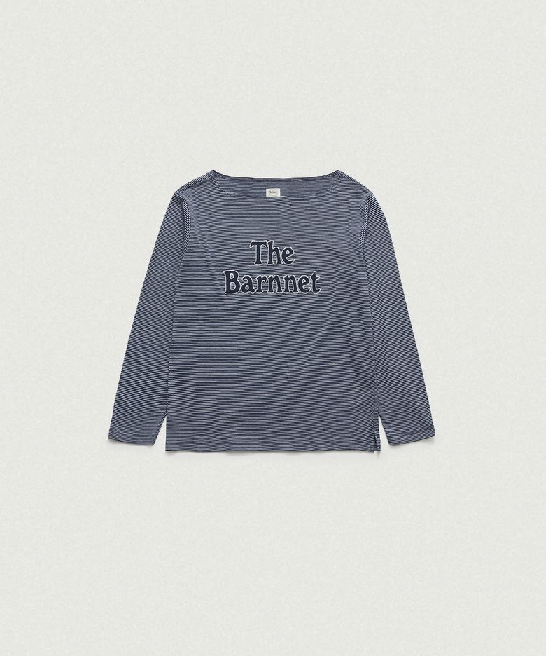 Talat Boat Neck Stripe T-Shirt_Navy