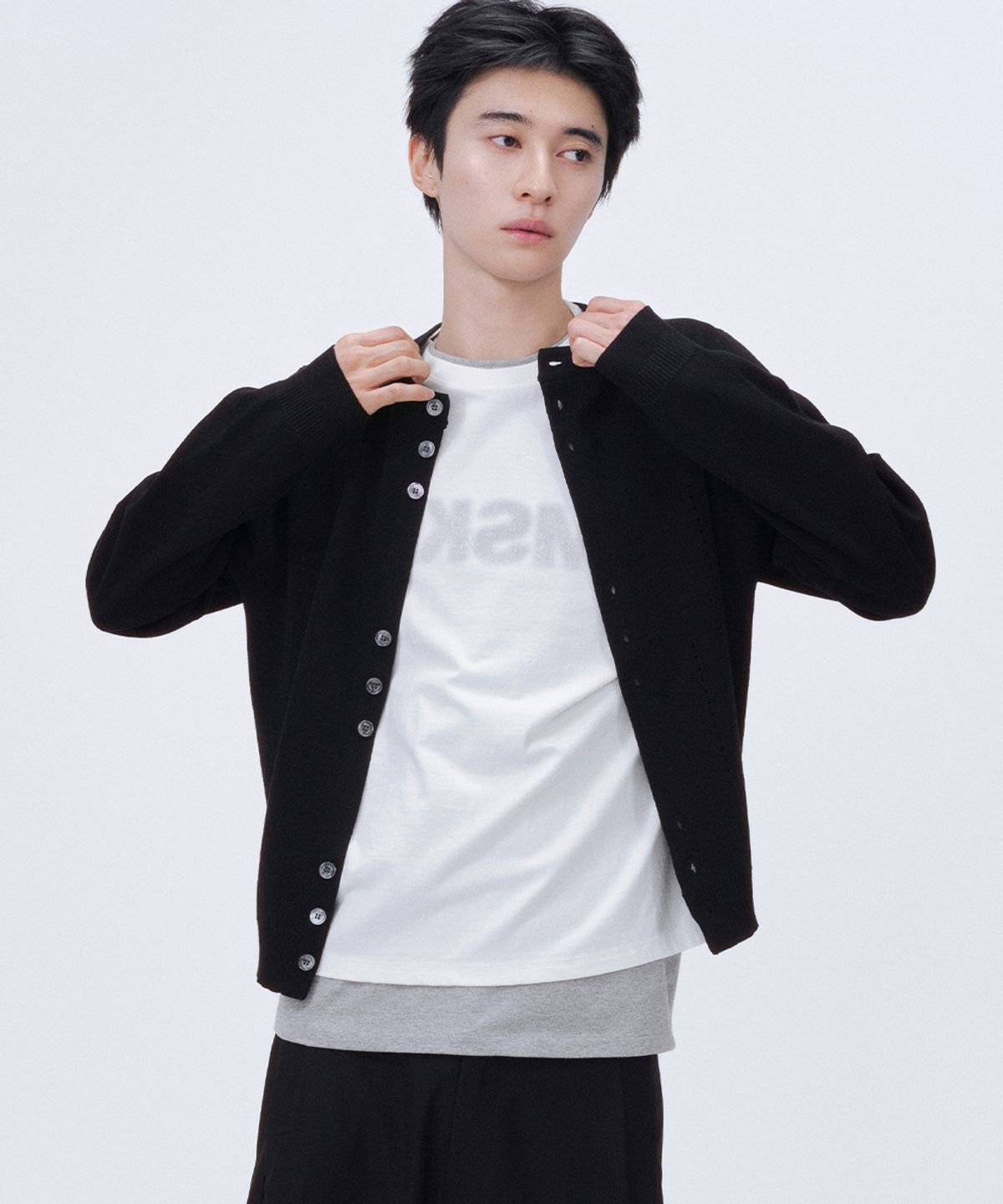 미세키서울 맨(MISEKISEOUL MEN) Dual knit cardigan BLACK