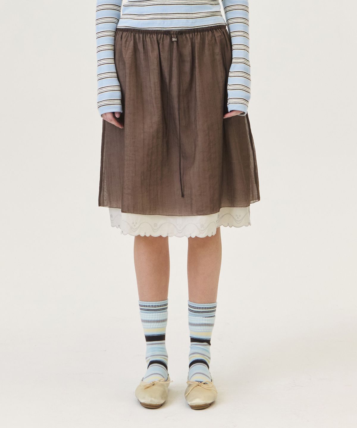 그로브(GROVE) MARO MIDI SKIRT (BROWN)