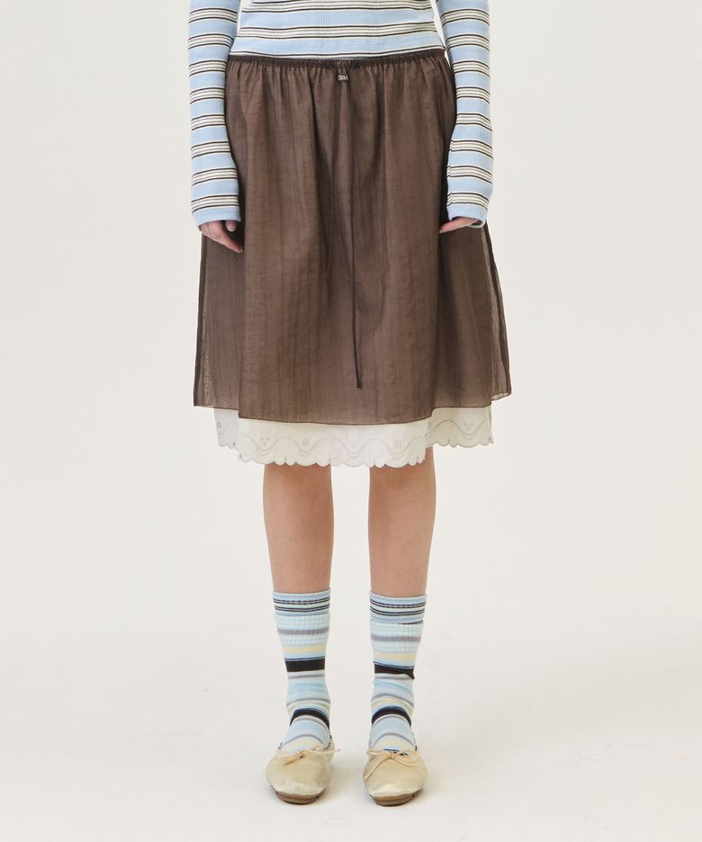 MARO MIDI SKIRT (BROWN)