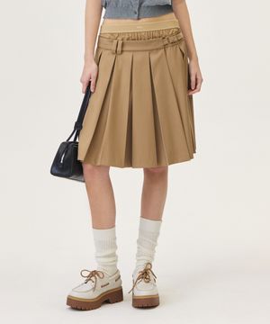 REVA PLEATS SKIRT (BEIGE)