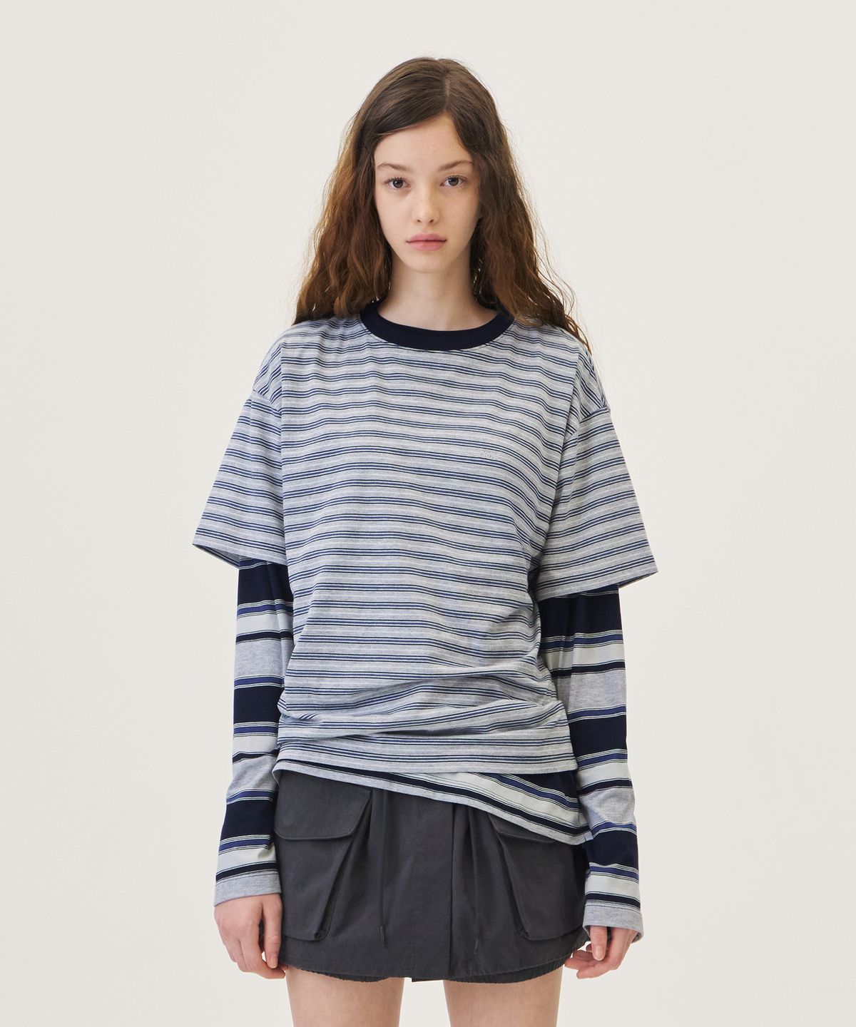 그로브(GROVE) TANI STRIPE H/S T-SHIRT (NAVY)