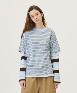 TANI STRIPE H/S T-SHIRT (LIGHT BLUE)