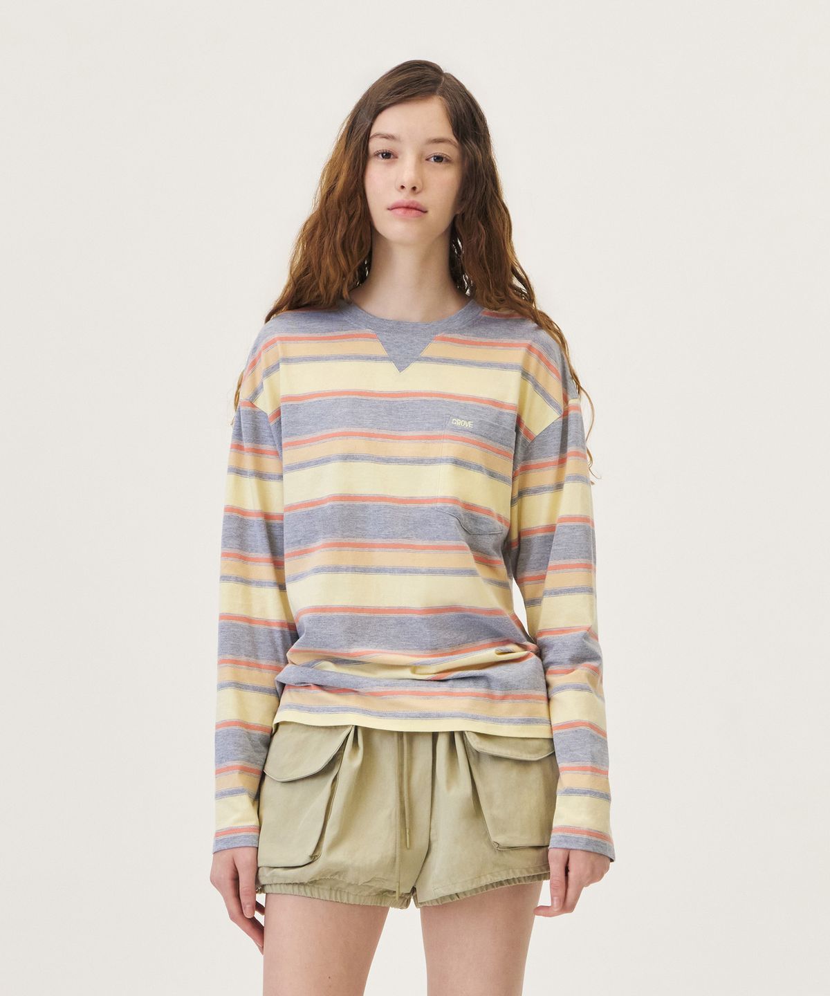 그로브(GROVE) TALIN STRIPE L/S T-SHIRT (GRAY)
