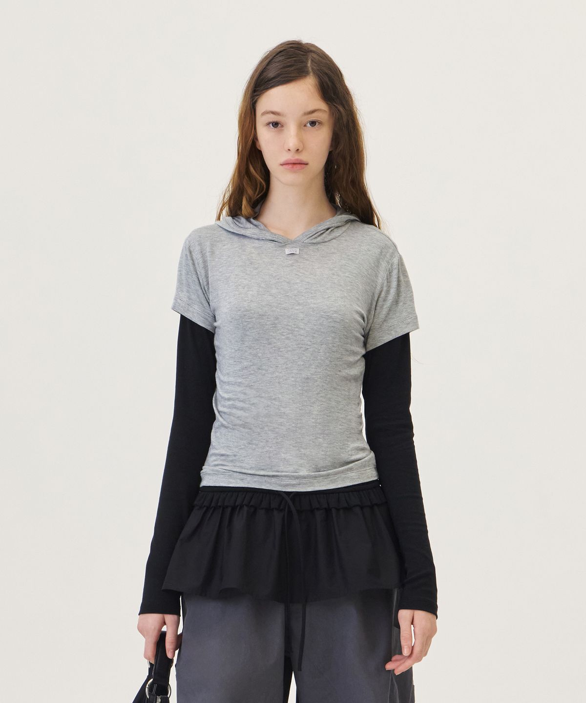 그로브(GROVE) MACY HALF HOODIE (MELANGE GRAY)