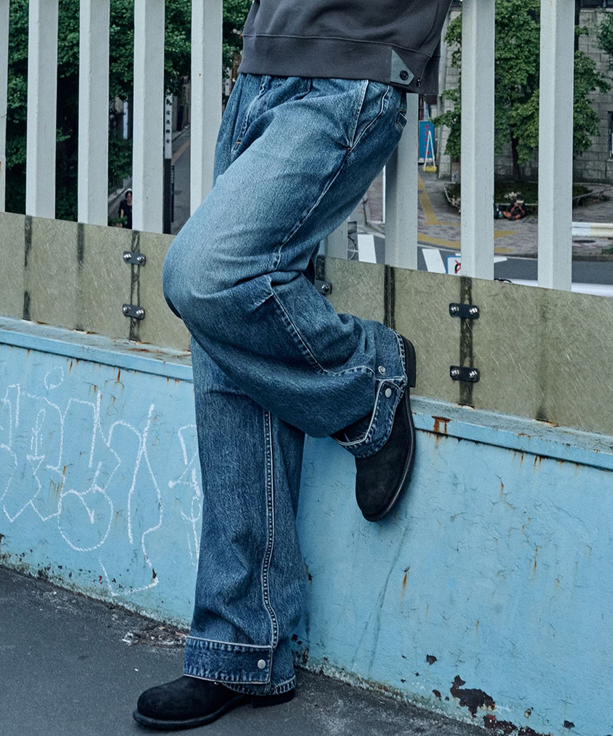 플랙(PLAC) [SHIOTA MADE] WIDE DENIM_FADED WASHED