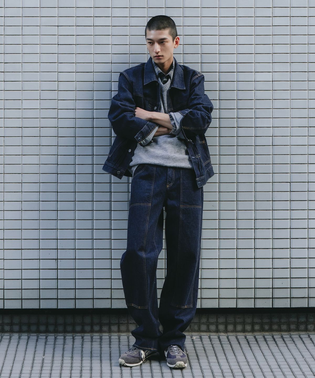 플랙(PLAC) [SHIOTA MADE] DOUBLE KNEE STRAIGHT DENIM_INDIGO