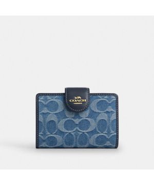 미디엄 코너 집 월릿 인 시그니처 데님 CDF12 IMTYV