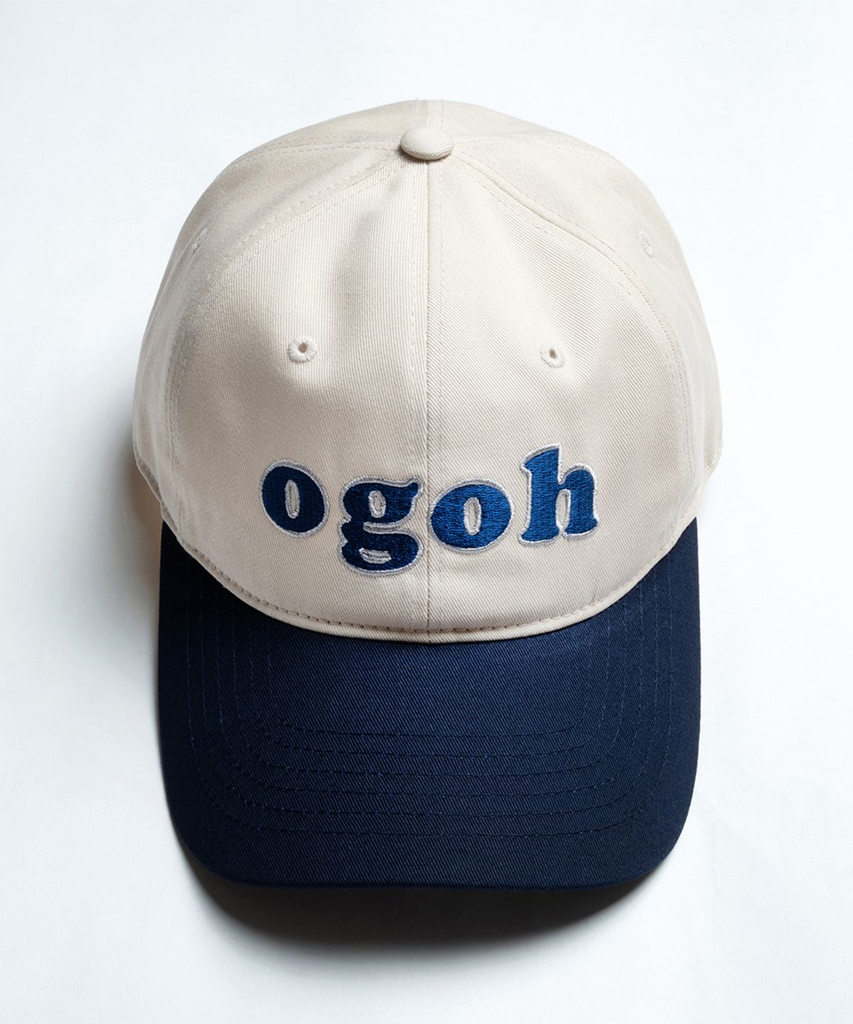 돈애스크마이플랜(DAMP) OGOH 와이드 & 딥 오버사이즈 볼캡 화이트/네이비