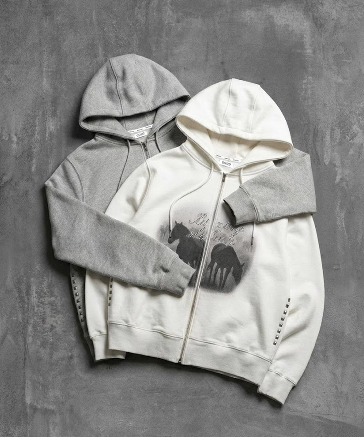 오도어(ODOR) Stallion hood zip - Off white