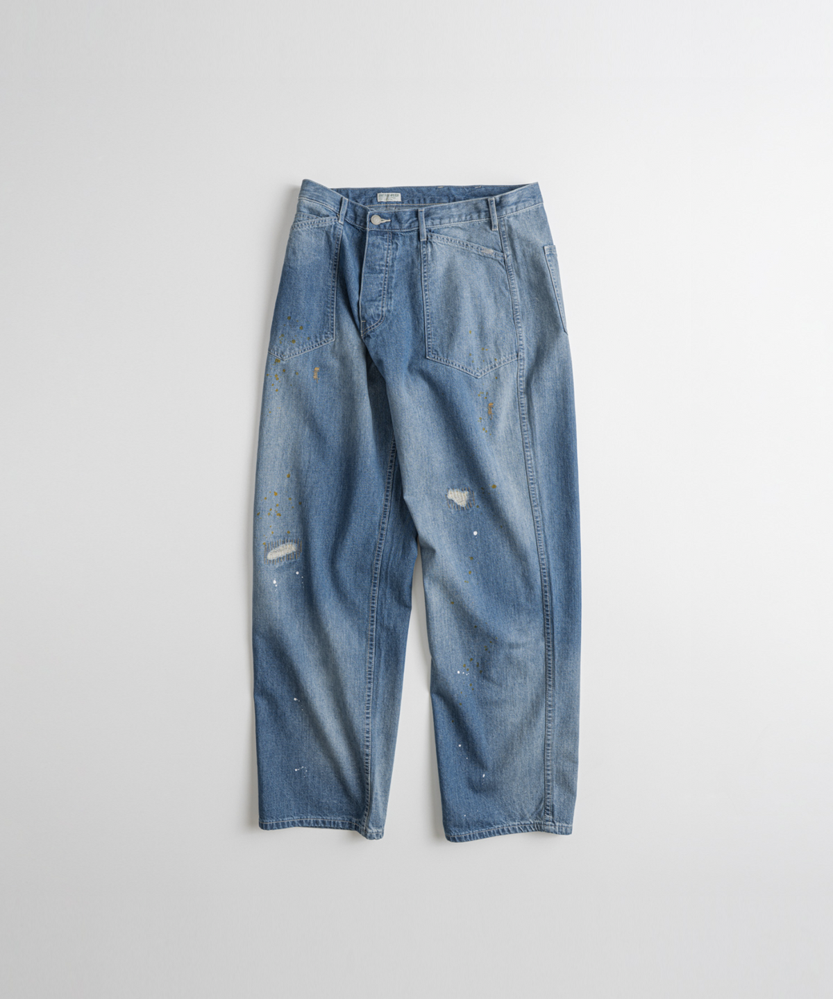 비헤비어(BEHEAVYER) DISTRESSED M35 TROUSERS mid blue