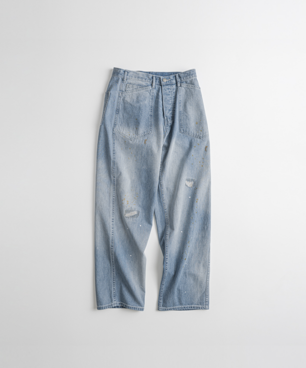비헤비어(BEHEAVYER) DISTRESSED M35 TROUSERS indigo bleached