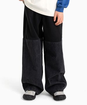 하프 스웻 데님 팬츠 Black