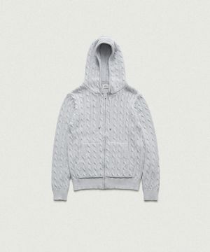 Pobby Cable Knit Zip-Up Hoodie_Light Blue