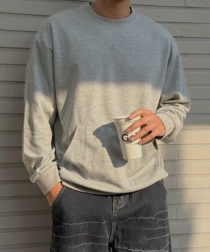 모노 보들보들 캥거루포켓 무지 맨투맨 [XL-6XL]