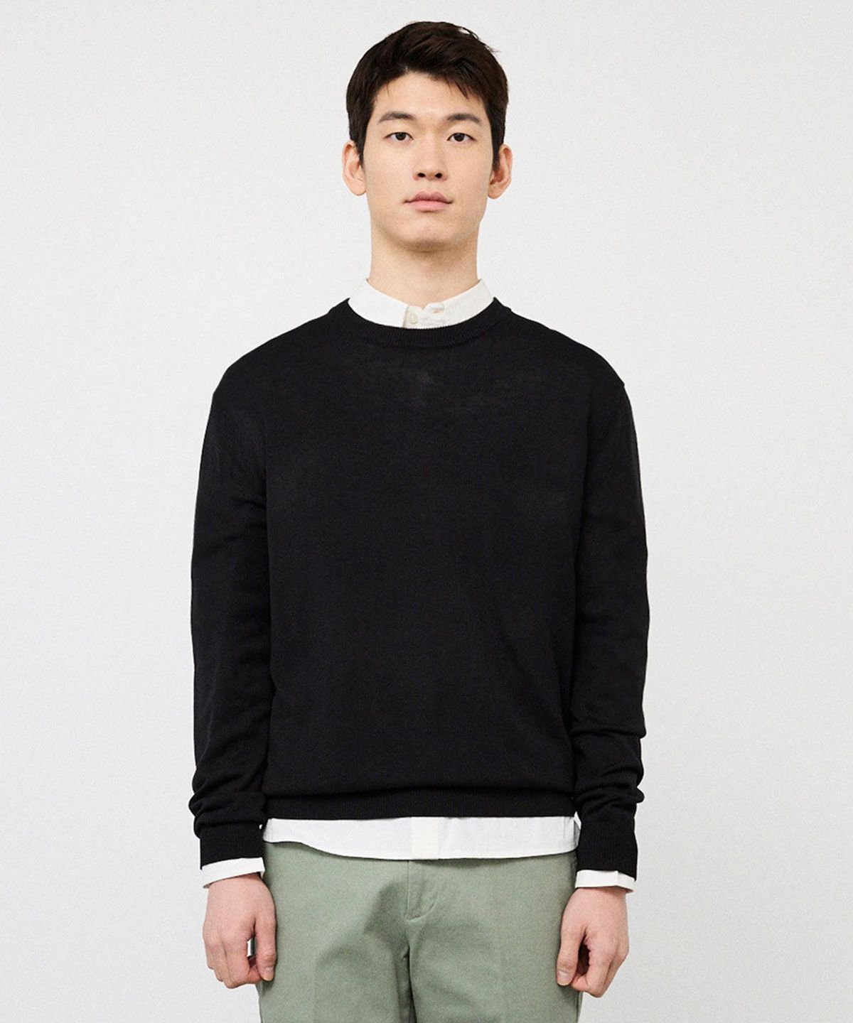에스티코(STCO) CODIGALLERY 강연소재 라운드 니트 블랙 (레귤러핏)_CKTVA04NSB