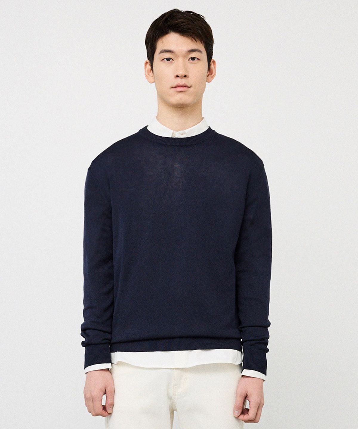 에스티코(STCO) CODIGALLERY 강연소재 라운드 니트 네이비 (레귤러핏)_CKTVA03NSN
