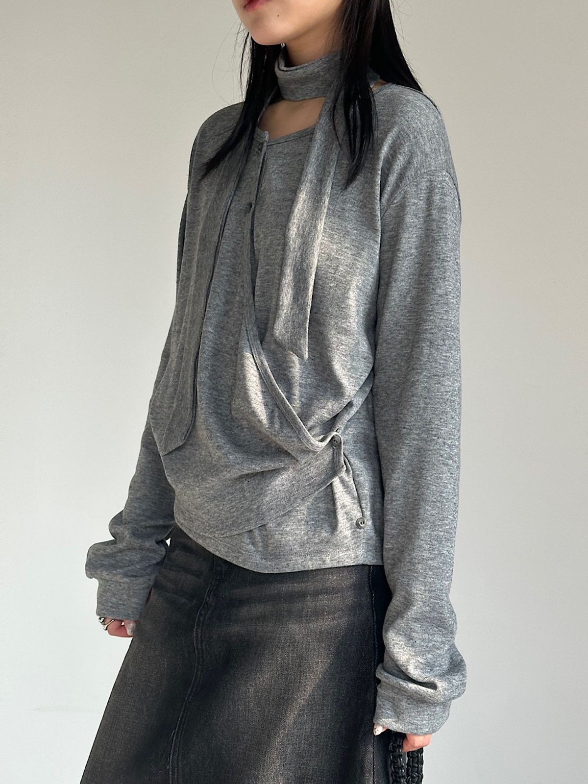 아포엠(APOEM) Tie Layered T-Shirt (2C)