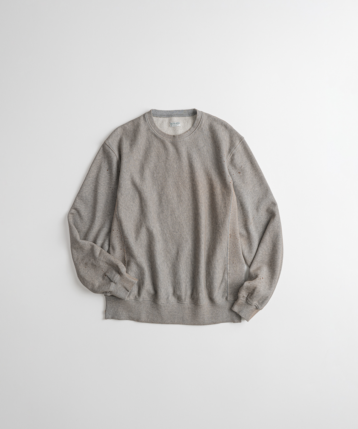 비헤비어(BEHEAVYER) DISTRESSED REVERSEWEAVE SWEAT SHIRTS dust grey