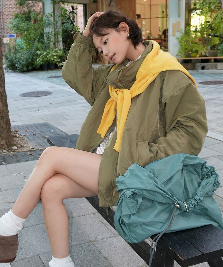 [강은 PICK] UNISEX 볼륨 블루종 봄버 점퍼 [LIGHT KHAKI] / GF1UJP005