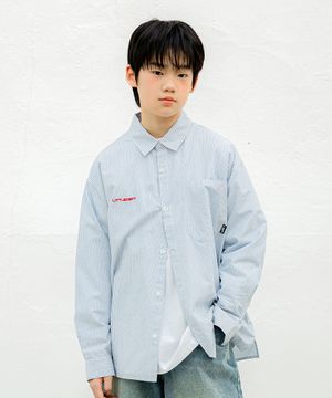 포켓 스트라이프 셔츠 Blue