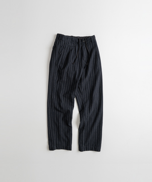 WASHED LINEN EASY TROUSERS navy stripe