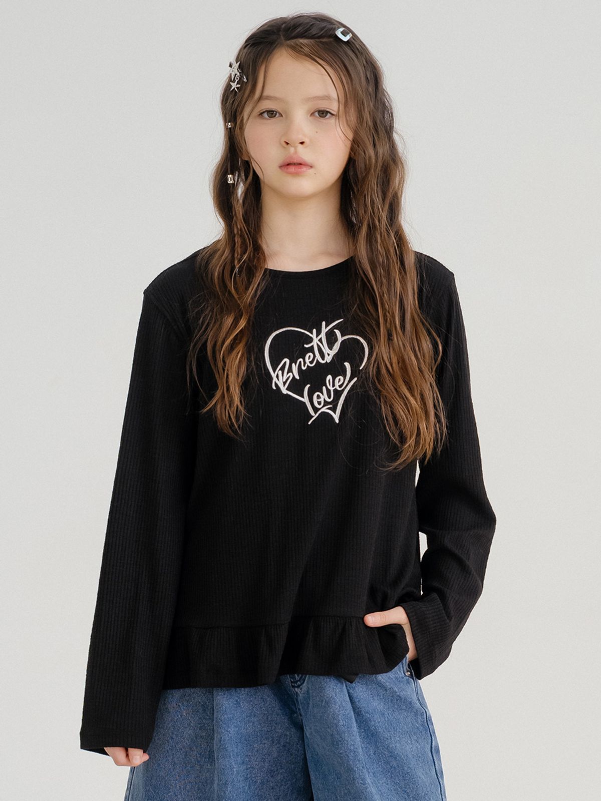 브렛테일러(BRETTAILOR) 스너그 프릴 롱슬리브(블랙)