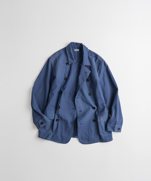 DYED C/L FRENCH DB JACKET faded blue