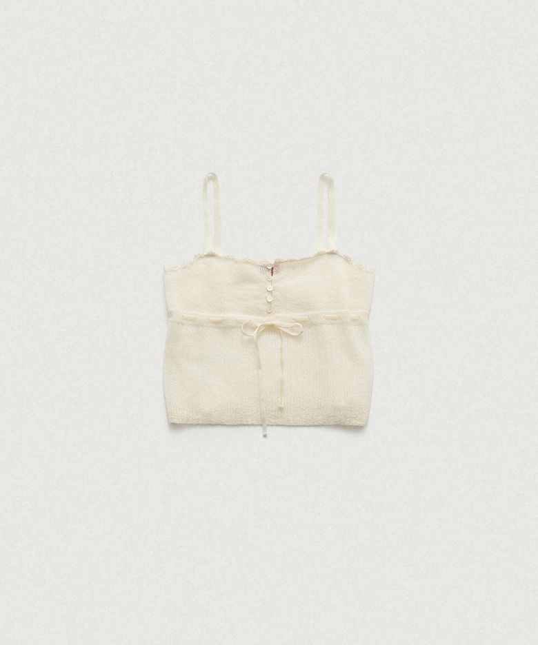 Plery Lace Knit Sleeveless Top_Ivory