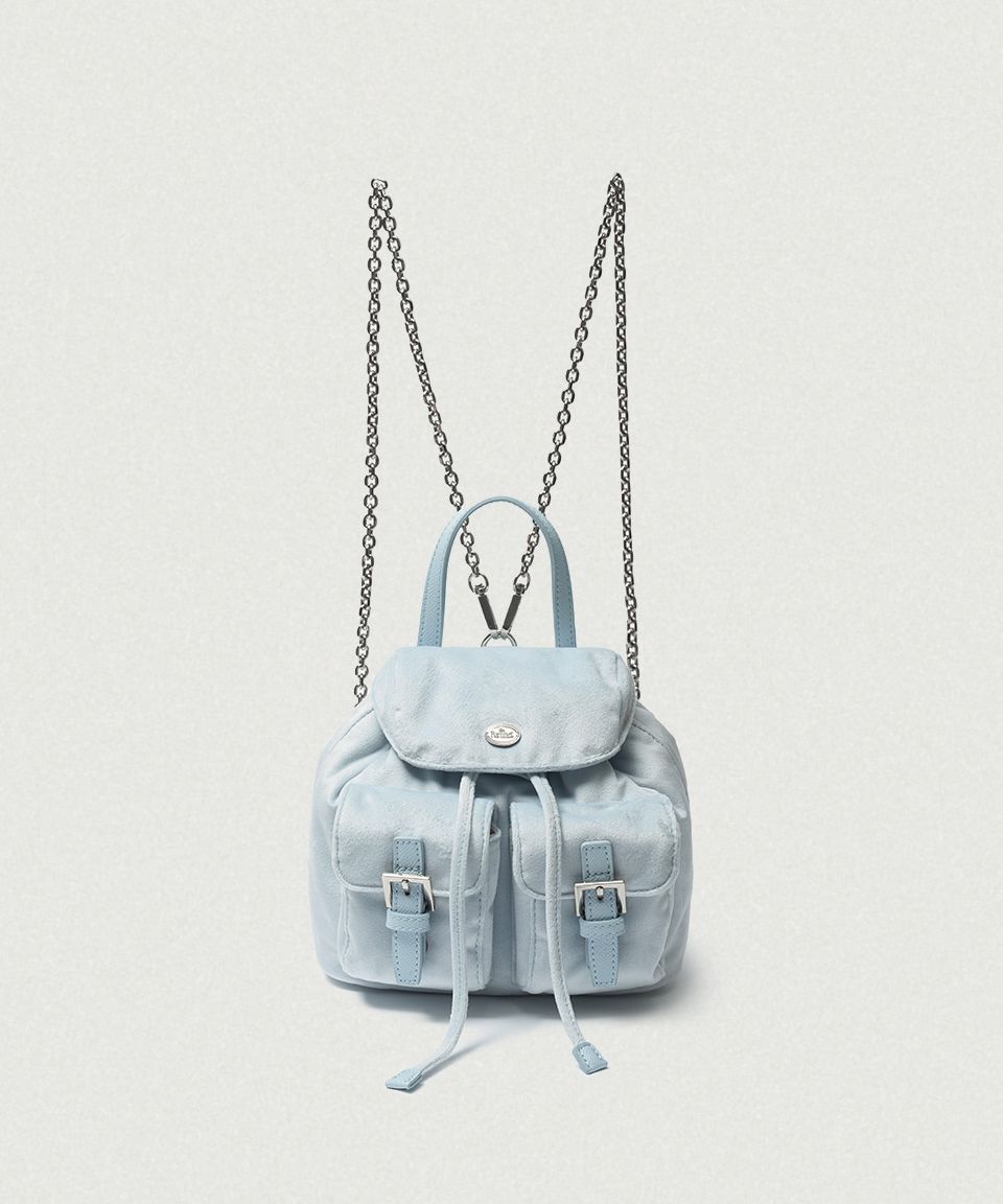 더바넷(THEBARNNET) Mauve Velvet Chain Backpack_Light Blue - 사이즈