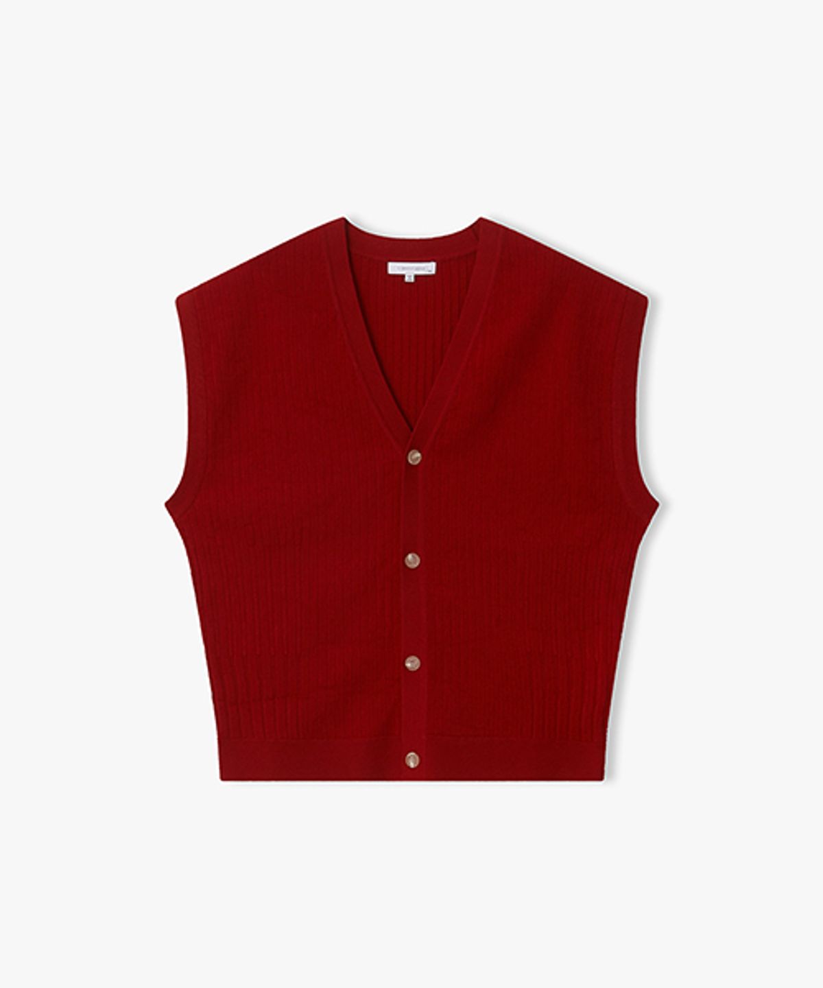 리버클래시(LIBERCLASSY) [26SS] LMS51762 레드 골조직 와이넥 니트 베스트