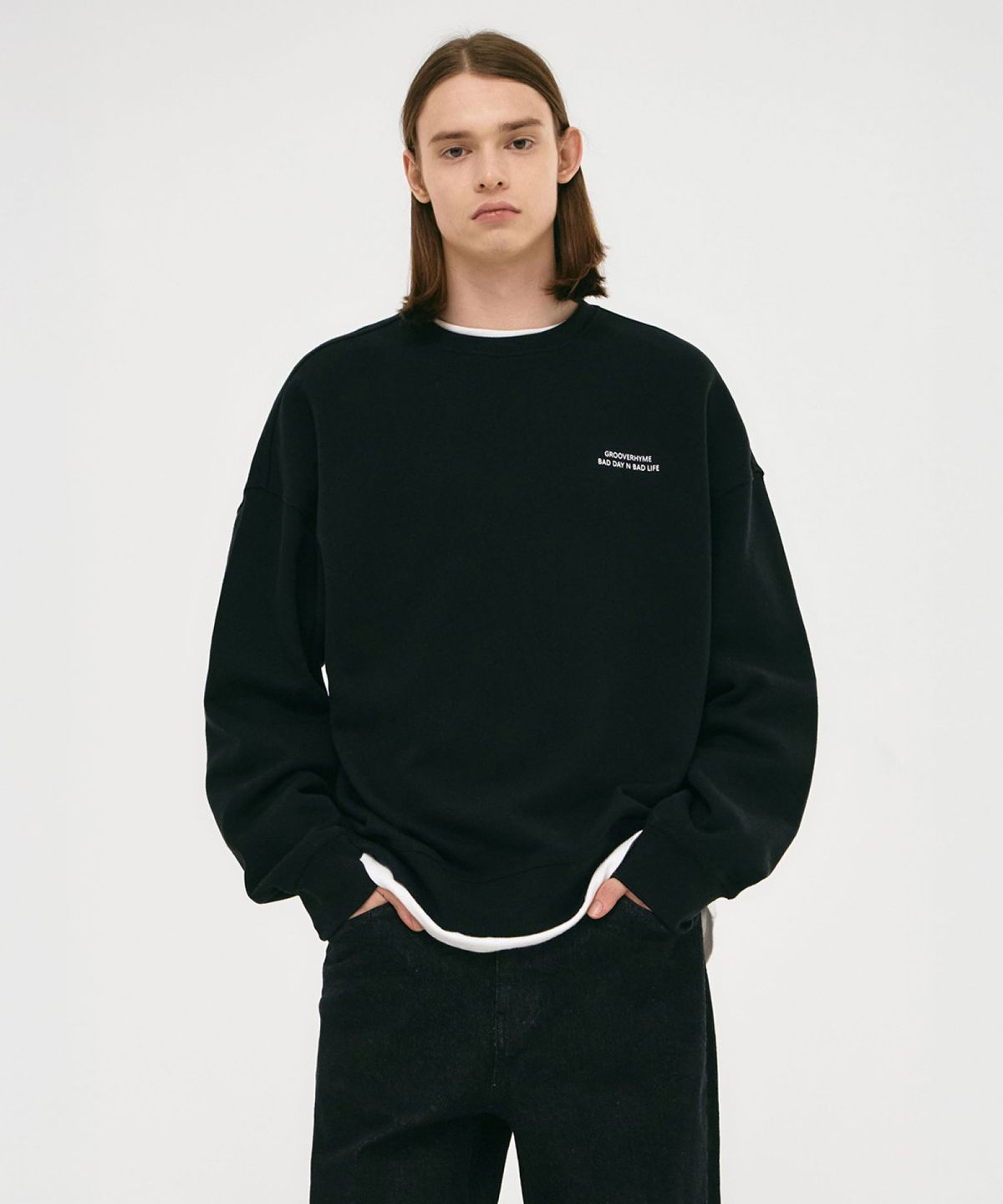 그루브라임(GROOVE RHYME) BADDAY NOT BADLIFE WINDOW SWEATSHIRT (LRSWCTM908M)