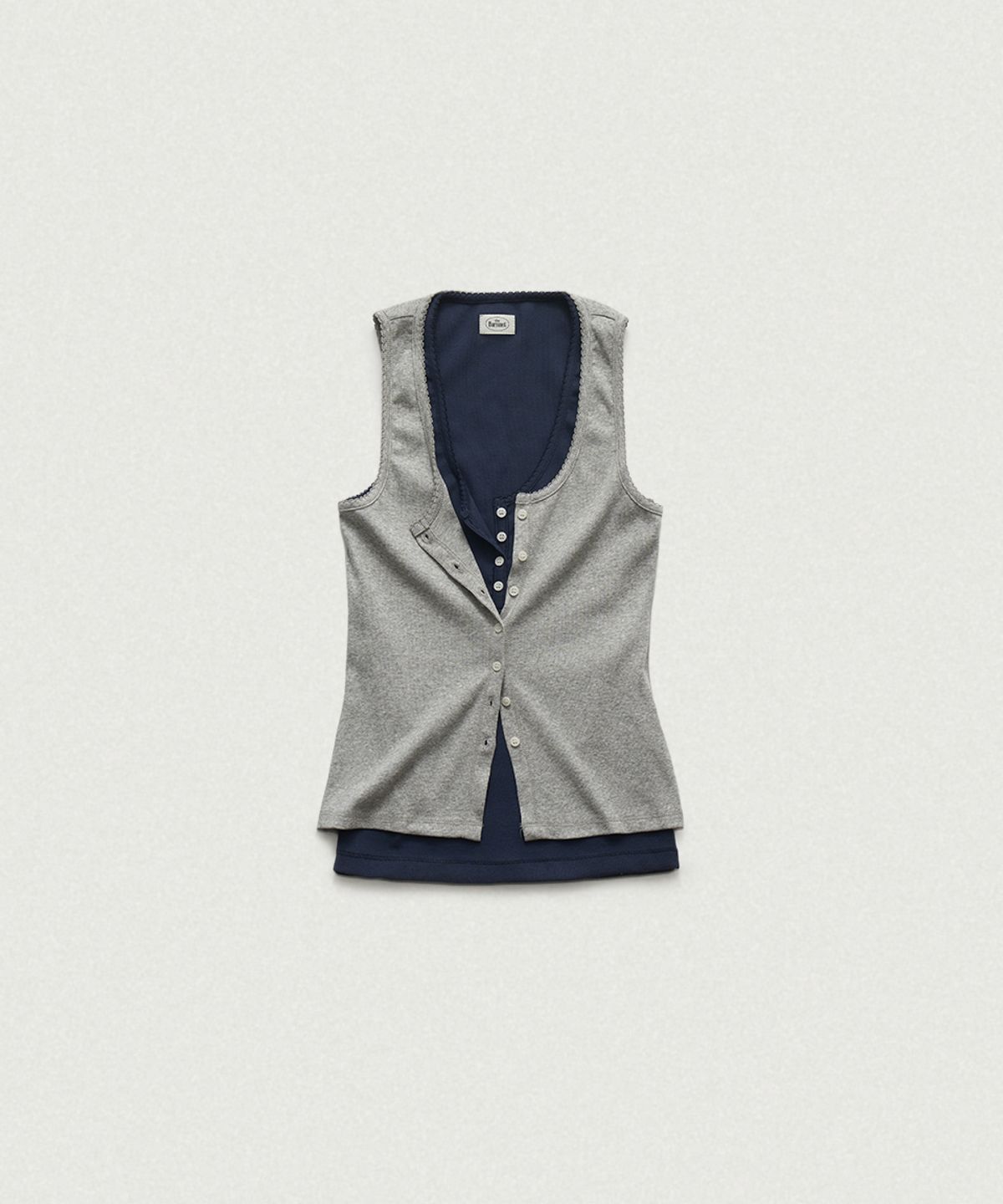 더바넷(THEBARNNET) Clara Button Layer Tank Top_Light Grey