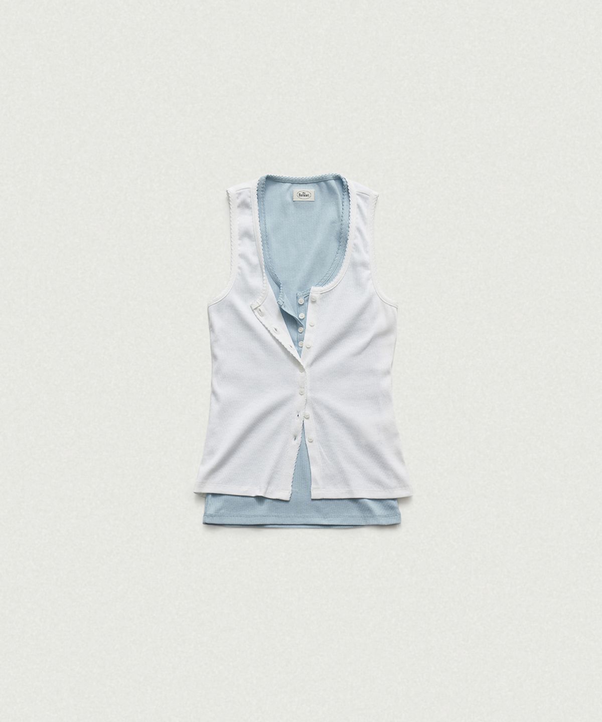 더바넷(THEBARNNET) Clara Button Layer Tank Top_Ivory