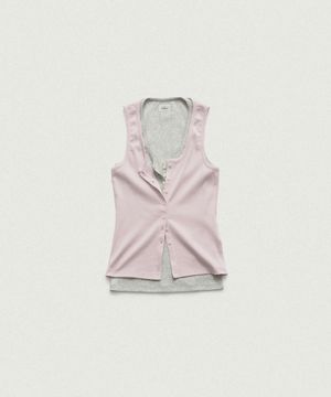 Clara Button Layer Tank Top_Light Pink