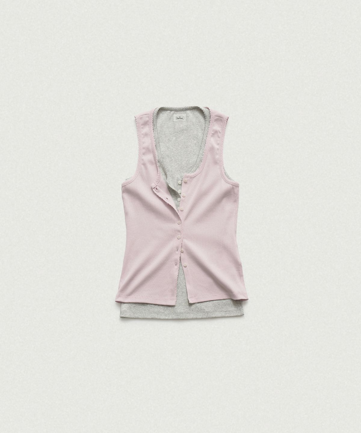 더바넷(THEBARNNET) Clara Button Layer Tank Top_Light Pink