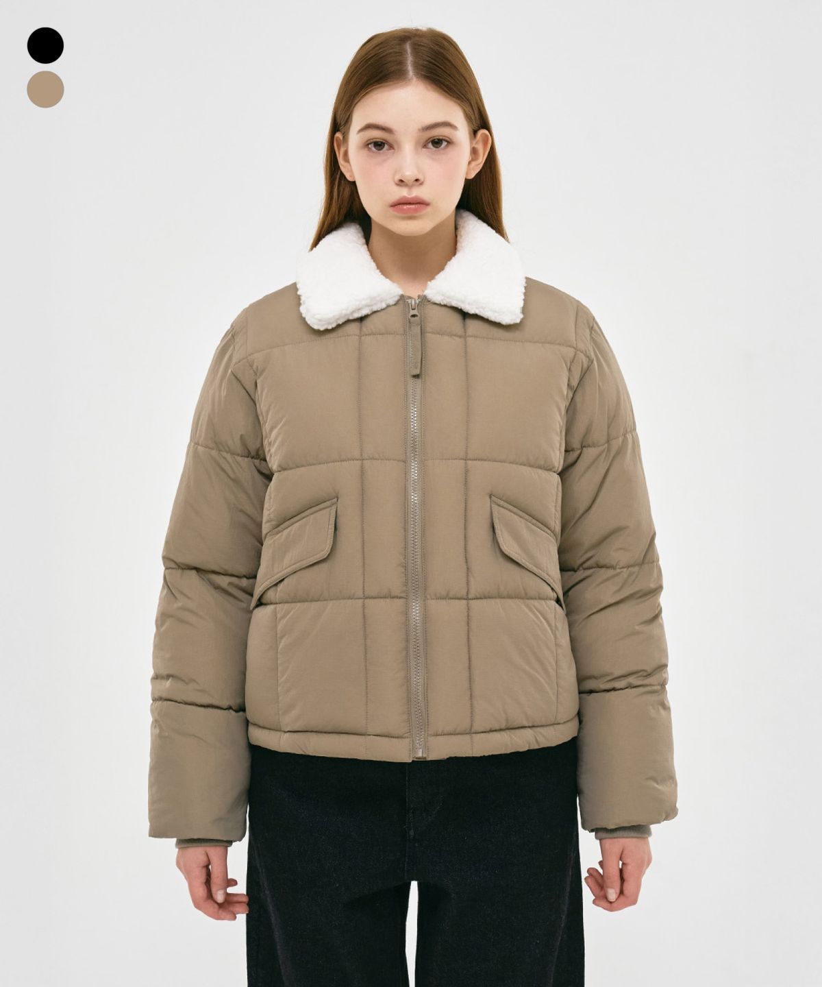 그루브라임(GROOVE RHYME) (W) BOA FUR COLLAR QUILTED PADDING (LRSWCUP911M)