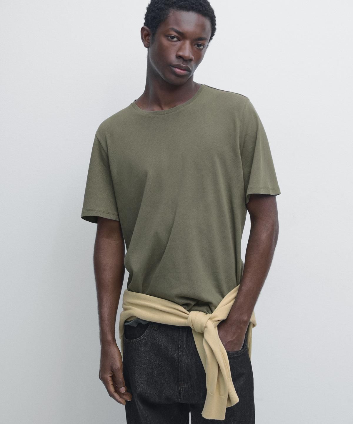 마시모두띠(MASSIMO DUTTI) 린넨 블렌드 반팔 티셔츠