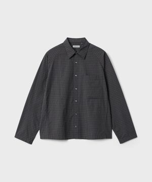 레글런 크롭 셔츠 - 차콜 체크