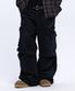 CONVERTIBLE DESTROYED CARGO DENIM PANTS - BLACK