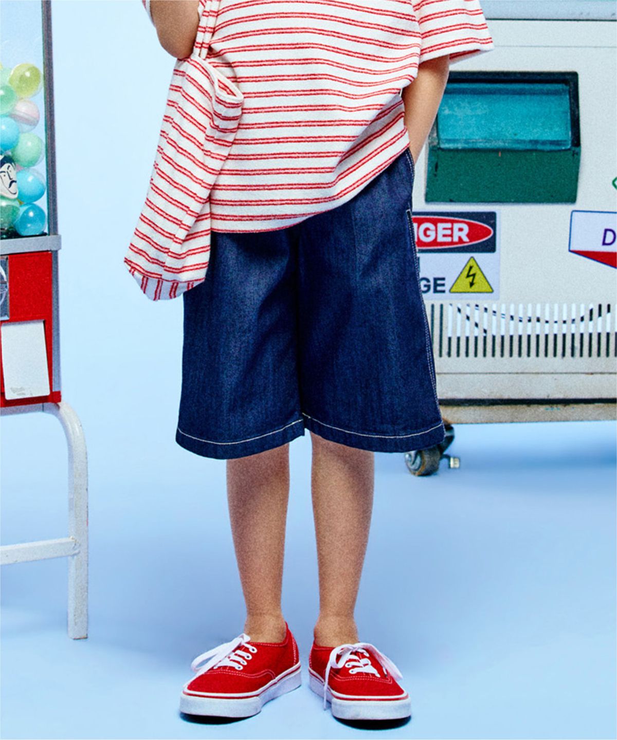 리 키즈(LEE KIDS) 와이드핏 데님 5부 팬츠 인디고 LK2602IS03IN