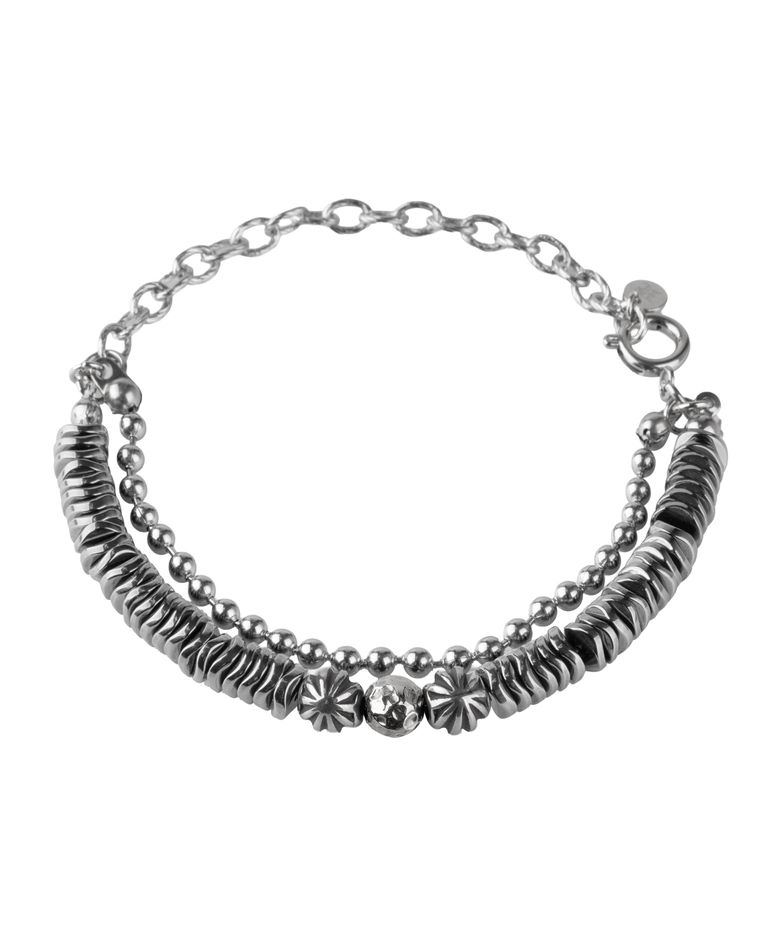 CHAIN LAYERED BEADS BRACELET - METAL