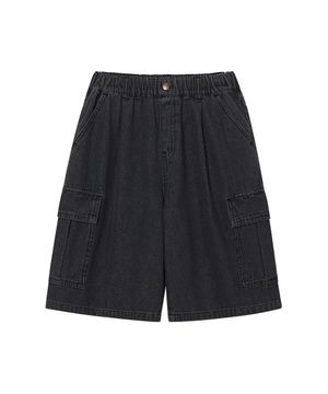 와이드핏 버뮤다 카고 6부 팬츠 블랙 LK2602IS01BK