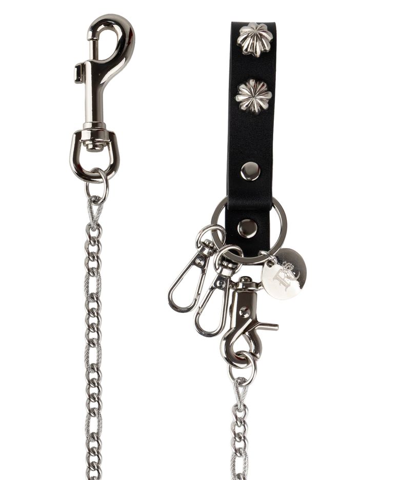CONCHO LEATHER STRAP KEYCHAIN - BLACK