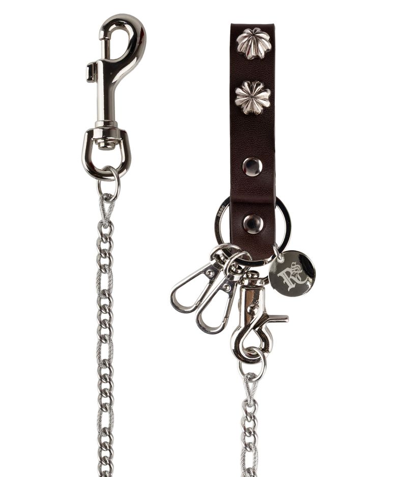 CONCHO LEATHER STRAP KEYCHAIN - BROWN