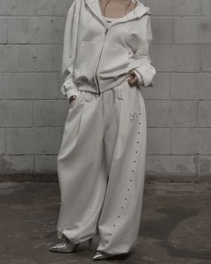 Steel Stud Sweat Pants (white)
