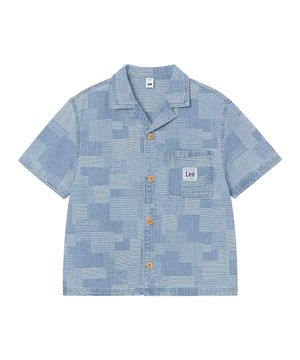 데님 자카드 반팔 셔츠 인디고 LK2602SS90IN