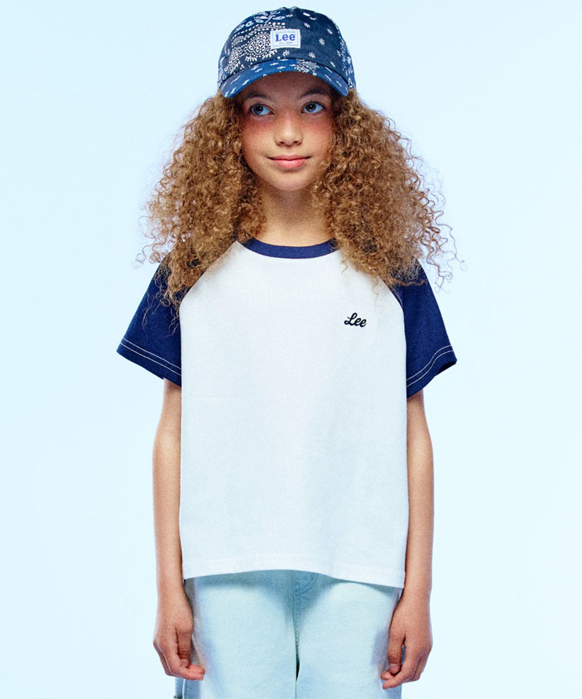 리 키즈(LEE KIDS) 라글란 배색 티셔츠 화이트 LK2602ST78WH