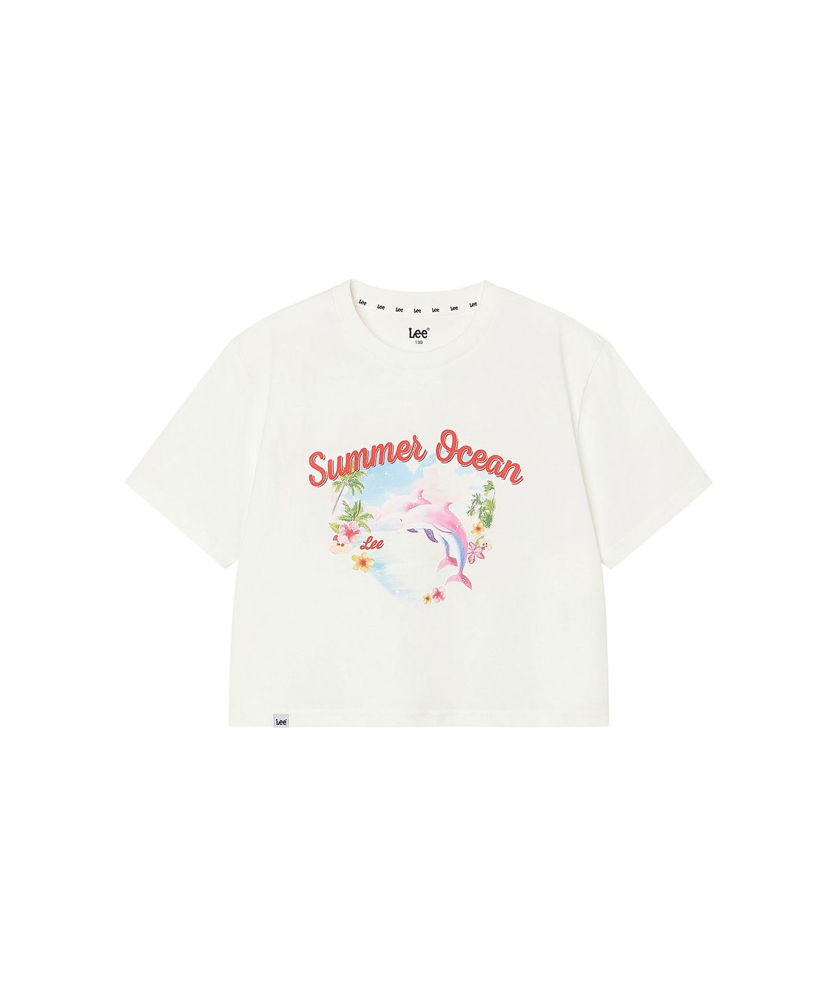 리 키즈(LEE KIDS) 돌고래 그래픽 크롭 티셔츠 화이트 LK2602ST76WH