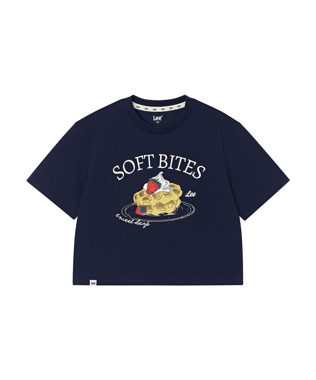 리 키즈(LEE KIDS) 와플 그래픽 크롭 티셔츠 네이비 LK2602ST74NA